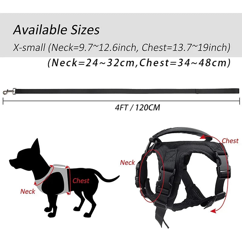 Escape-Proof Cat & Small Dog Harness Set – Adjustable Tactical Harness with Leash & Control Handle