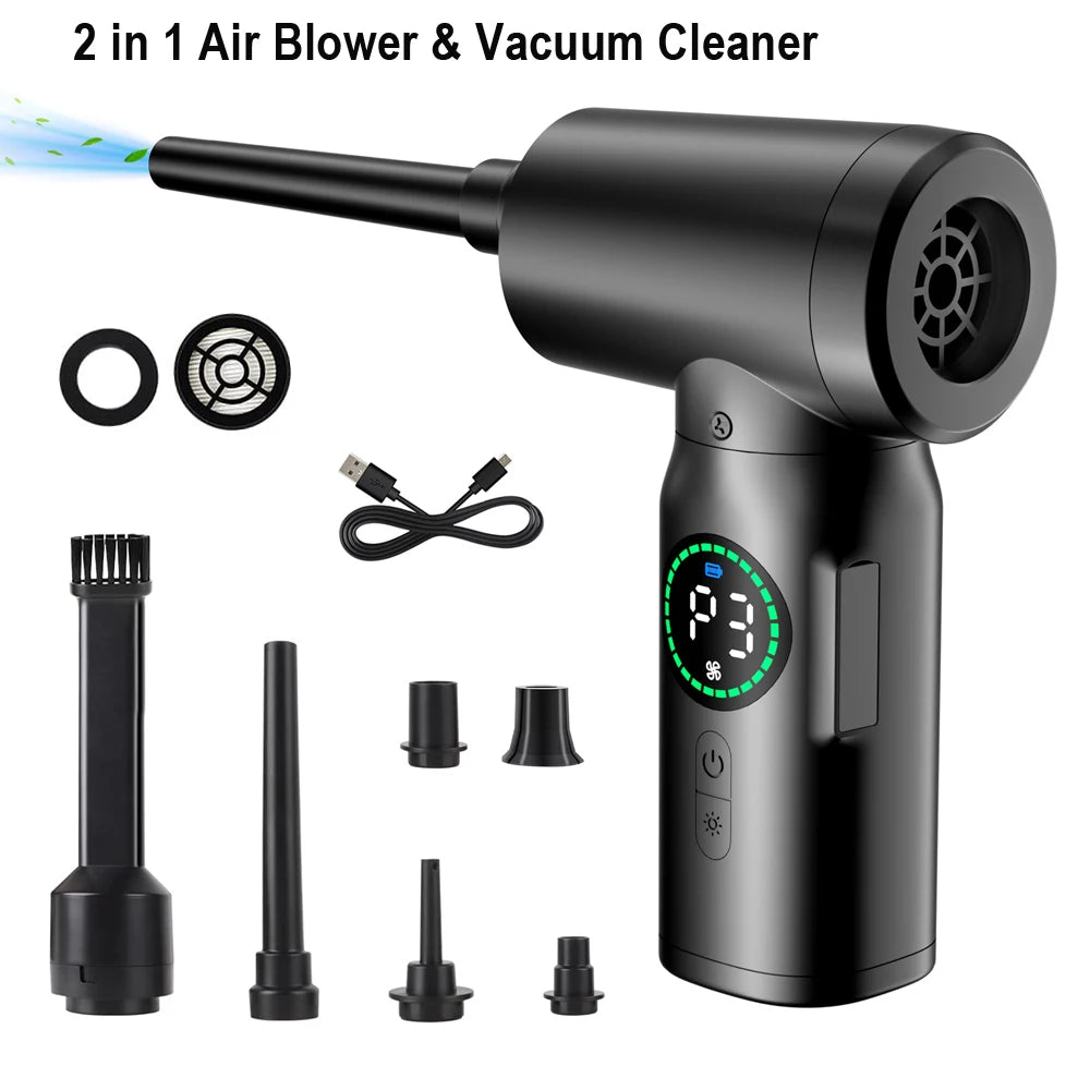 7500mAh Portable Compressed Air Duster – Cordless Multi Air Blower & Vacuum Cleaner for Keyboard & Computer Cleaning