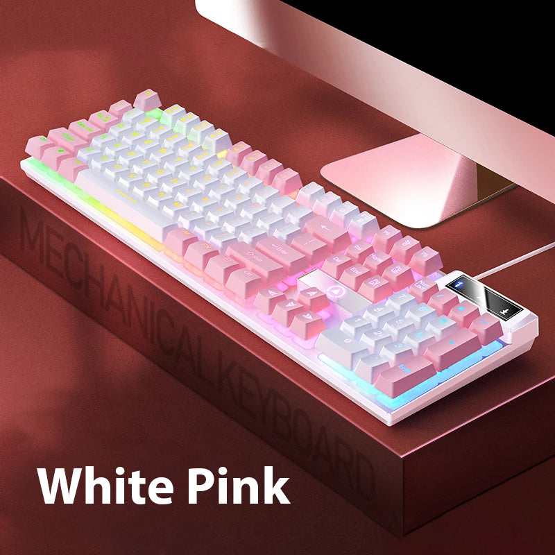 K500 Wired Office & Gaming Keyboard – 104 Keys, Multicolor Backlight, Mechanical Feel, USB for Windows & macOS
