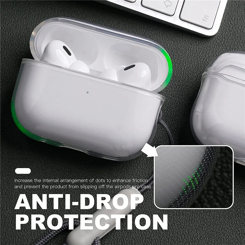Clear TPU Earphone Case with Lanyard for AirPods Pro 2, AirPods 3, 2, 1 – Shockproof Transparent Protective Cover