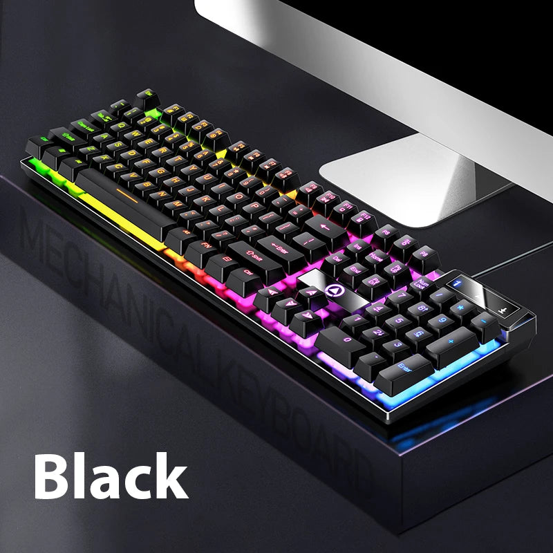 K500 Wired Office & Gaming Keyboard – 104 Keys, Multicolor Backlight, Mechanical Feel, USB for Windows & macOS