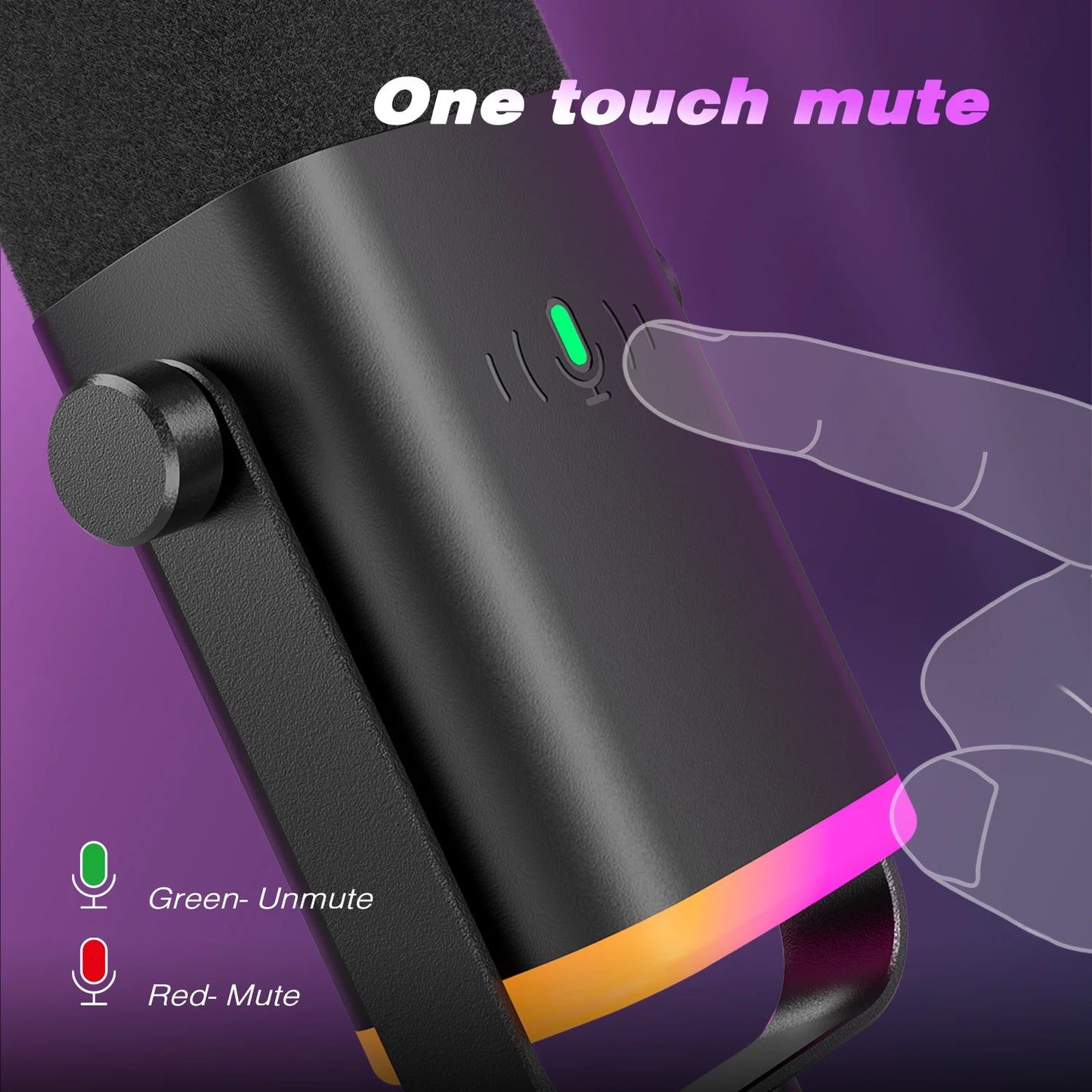 FIFINE AM8 USB/XLR Dynamic Gaming Microphone with RGB Lights, Touch Mute, Headphone Jack for Streaming, Podcast, PC, PS5, PS4 – Studio Quality Sound Mic