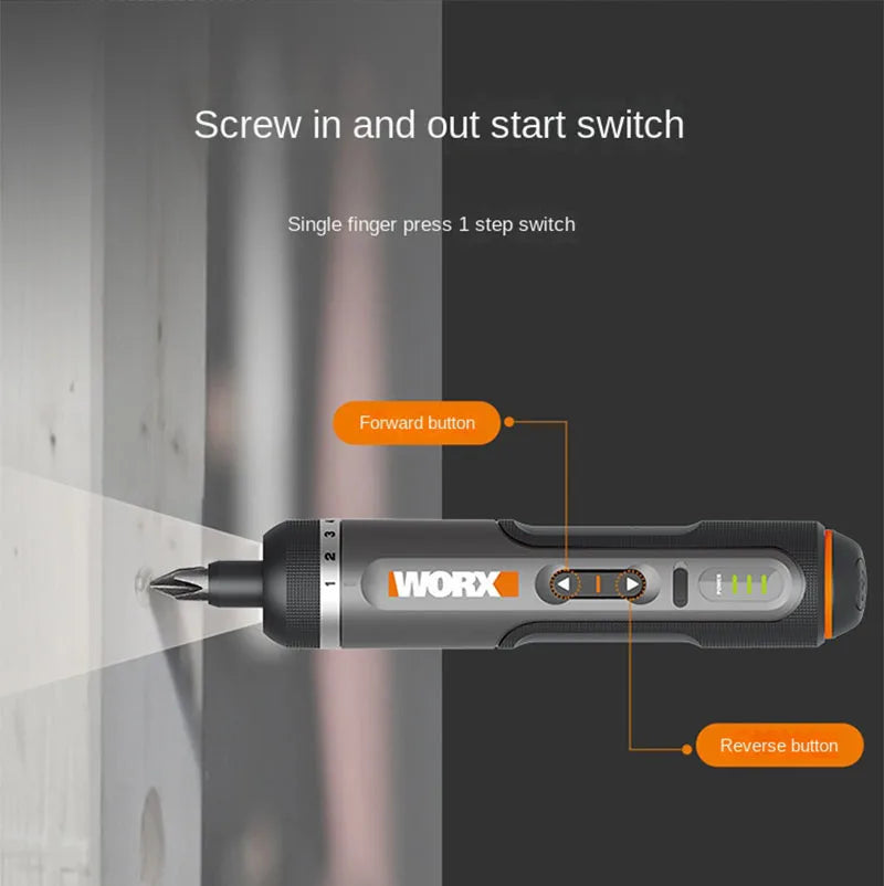 WORX WX242 Mini Electric Screwdriver Set – Smart Cordless Rechargeable Power Tool with 30 Bit Set