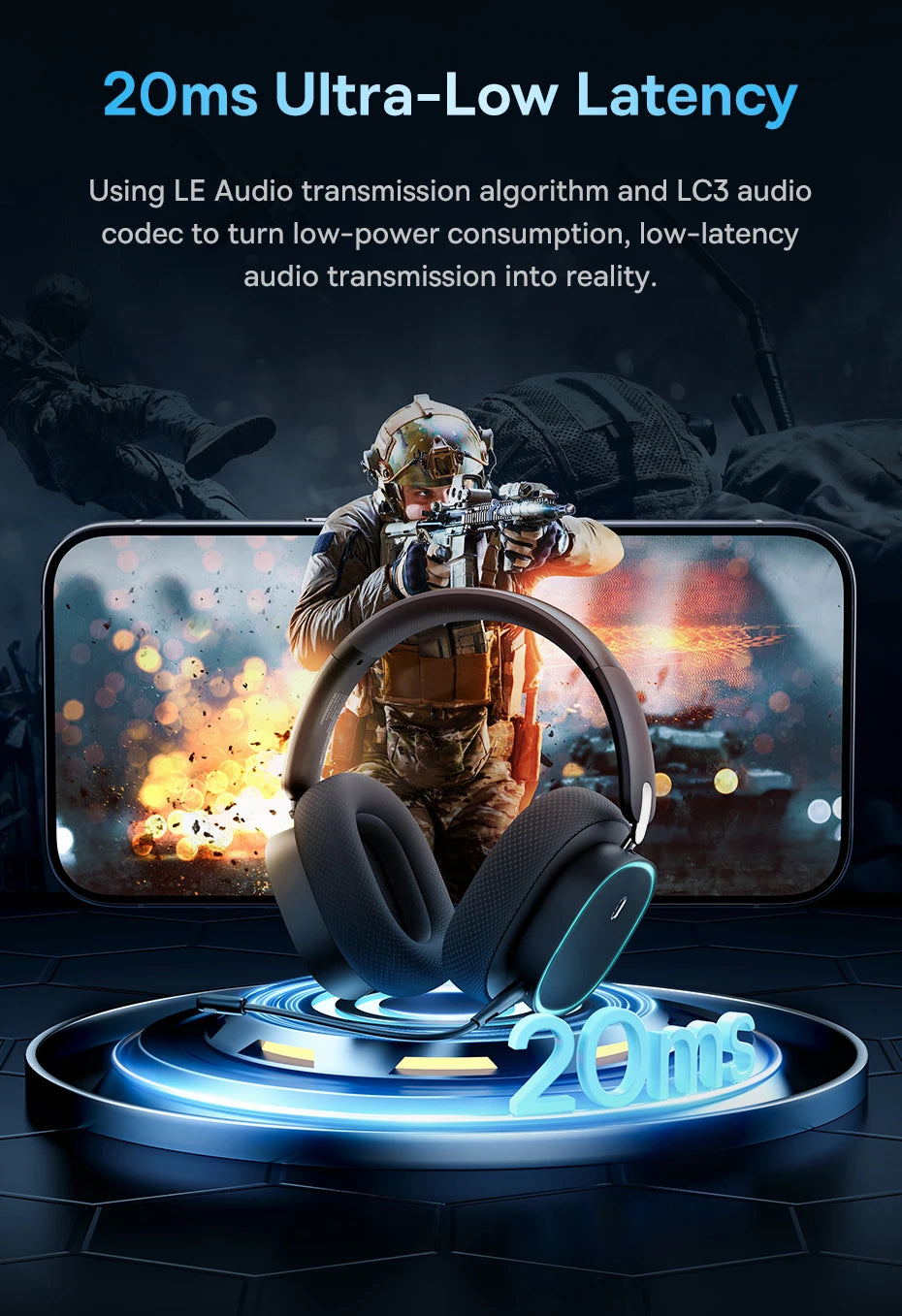 Baseus GH02 Wireless Gaming Headphones with Mic | Bluetooth 5.3, 40mm Drivers, RGB, 2.4G/Wired/BT – 40H Battery, Over-Ear Headset