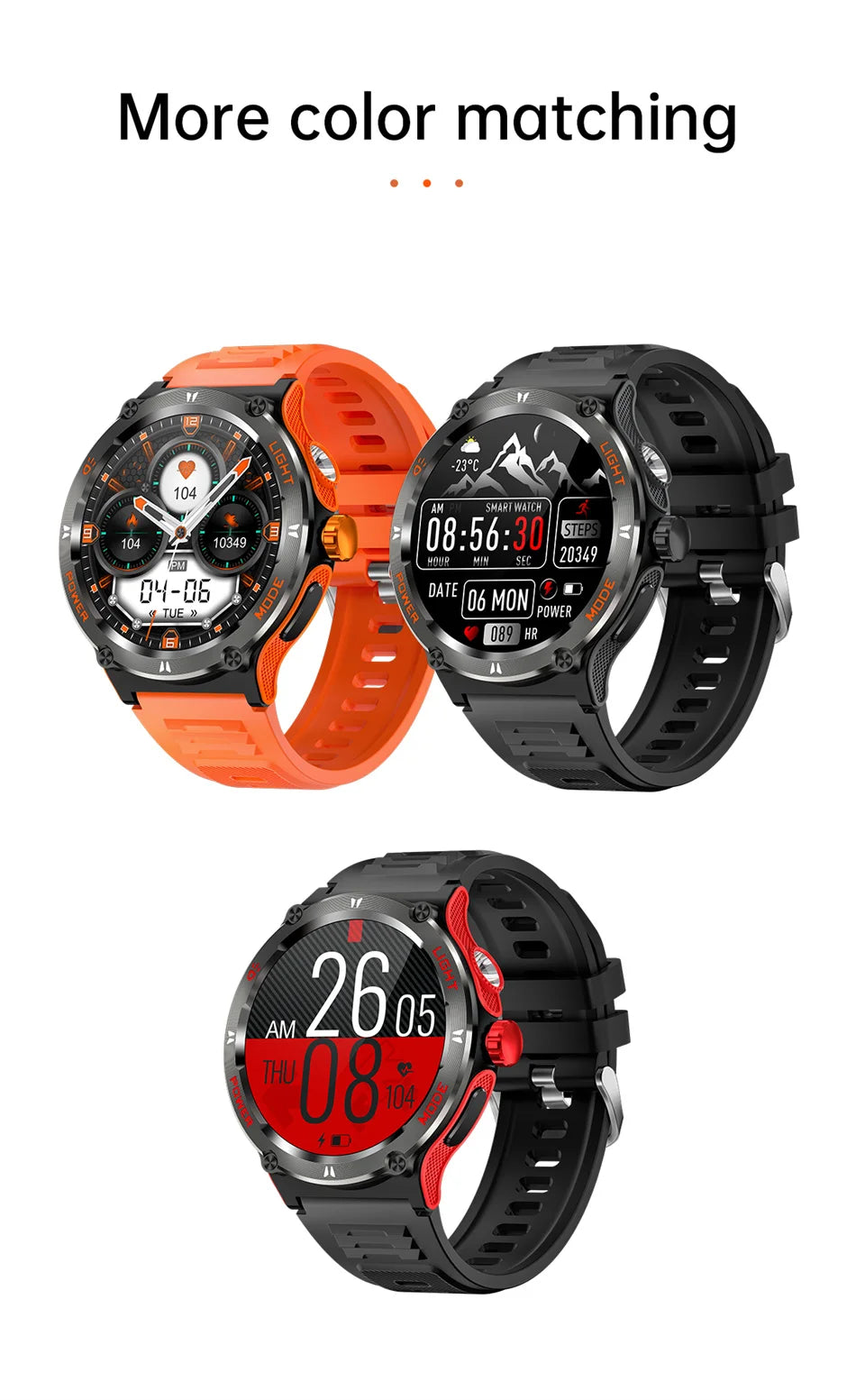 2024 New Outdoor Sport Smartwatch – GPS, Compass, LED Flashlight, 3ATM Waterproof, BT5.3 Call for Huawei & Xiaomi