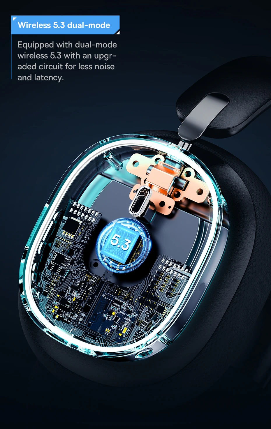 Baseus GH02 Wireless Gaming Headphones with Mic | Bluetooth 5.3, 40mm Drivers, RGB, 2.4G/Wired/BT – 40H Battery, Over-Ear Headset
