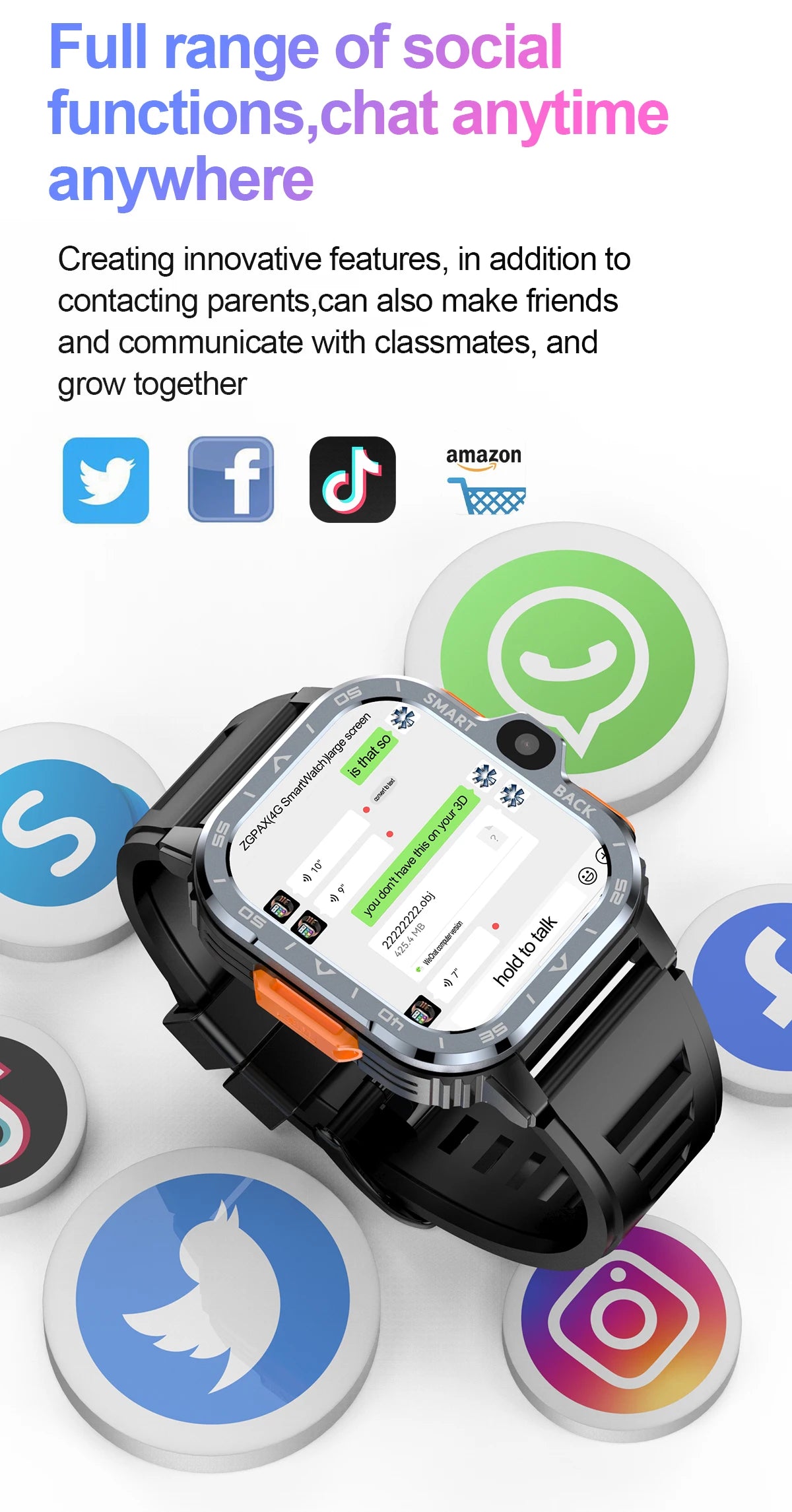 Valdus PGD 4G Android Smart Watch for Men – 64GB ROM, Dual HD Camera, NFC, WiFi, GPS, SIM Support, Fitness & Health Tracker