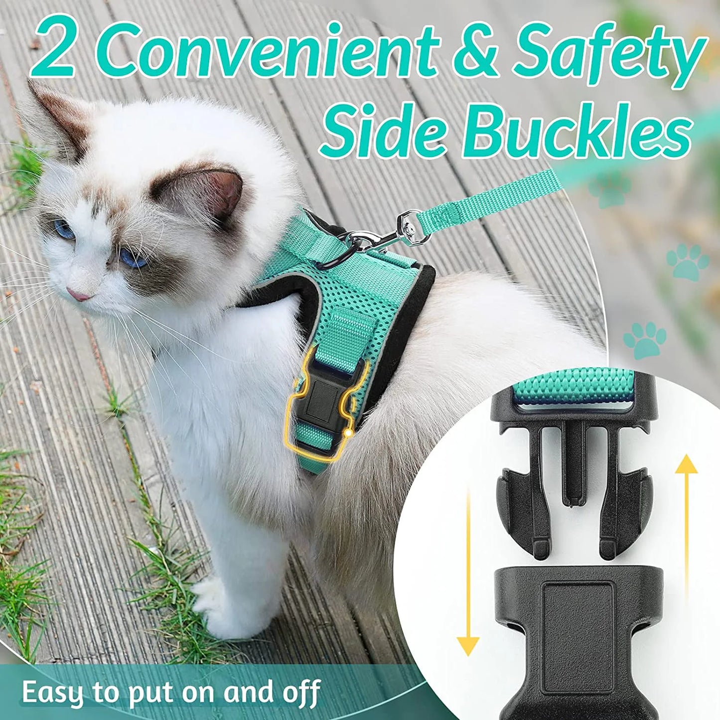 Cat Harness & Leash Set – Escape-Proof Soft Adjustable Vest Harness for Easy Walking & Control
