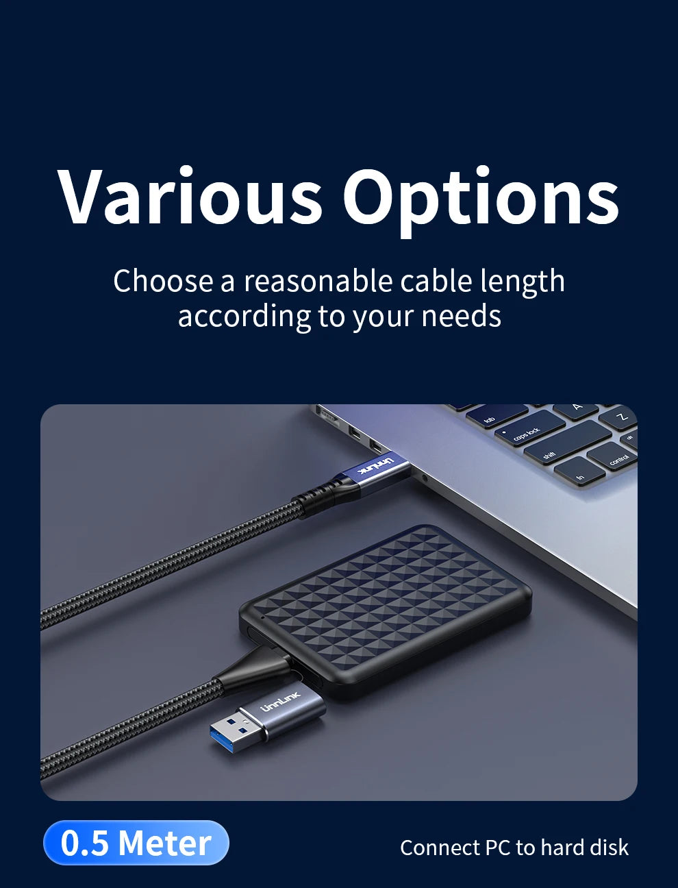 Unnlink 2-in-1 USB Type-C Data Cable – 100W PD Fast Charging & 40Gbps Thunderbolt 4/3 Compatible