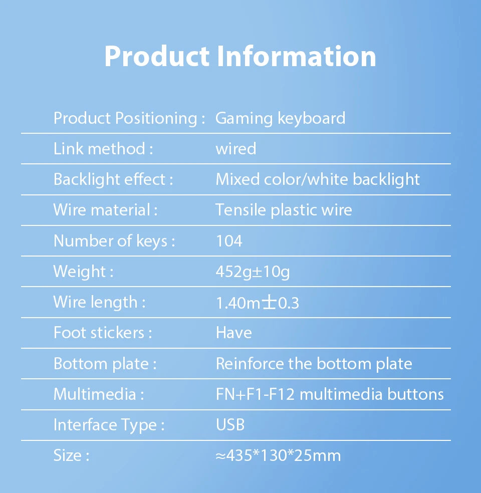 K500 Wired Office & Gaming Keyboard – 104 Keys, Multicolor Backlight, Mechanical Feel, USB for Windows & macOS