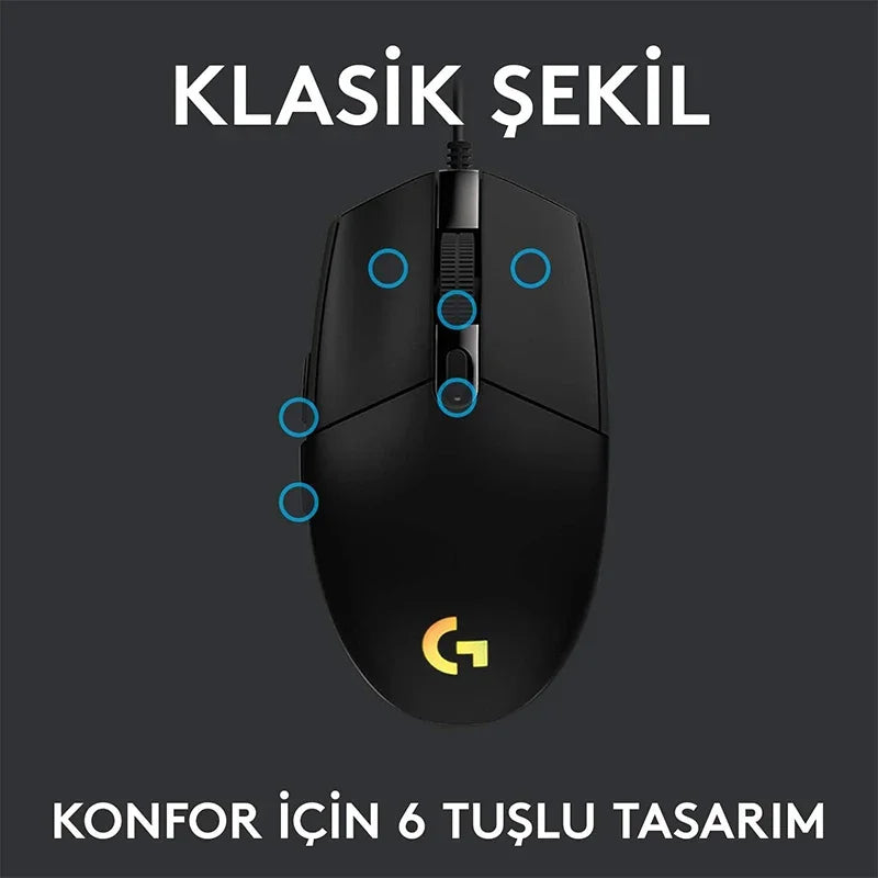Logitech G102 USB Wired Gaming Mouse | 8000 DPI, RGB Lighting, 5 Buttons | Optical Mouse for PC, Mac, Laptop & Esports