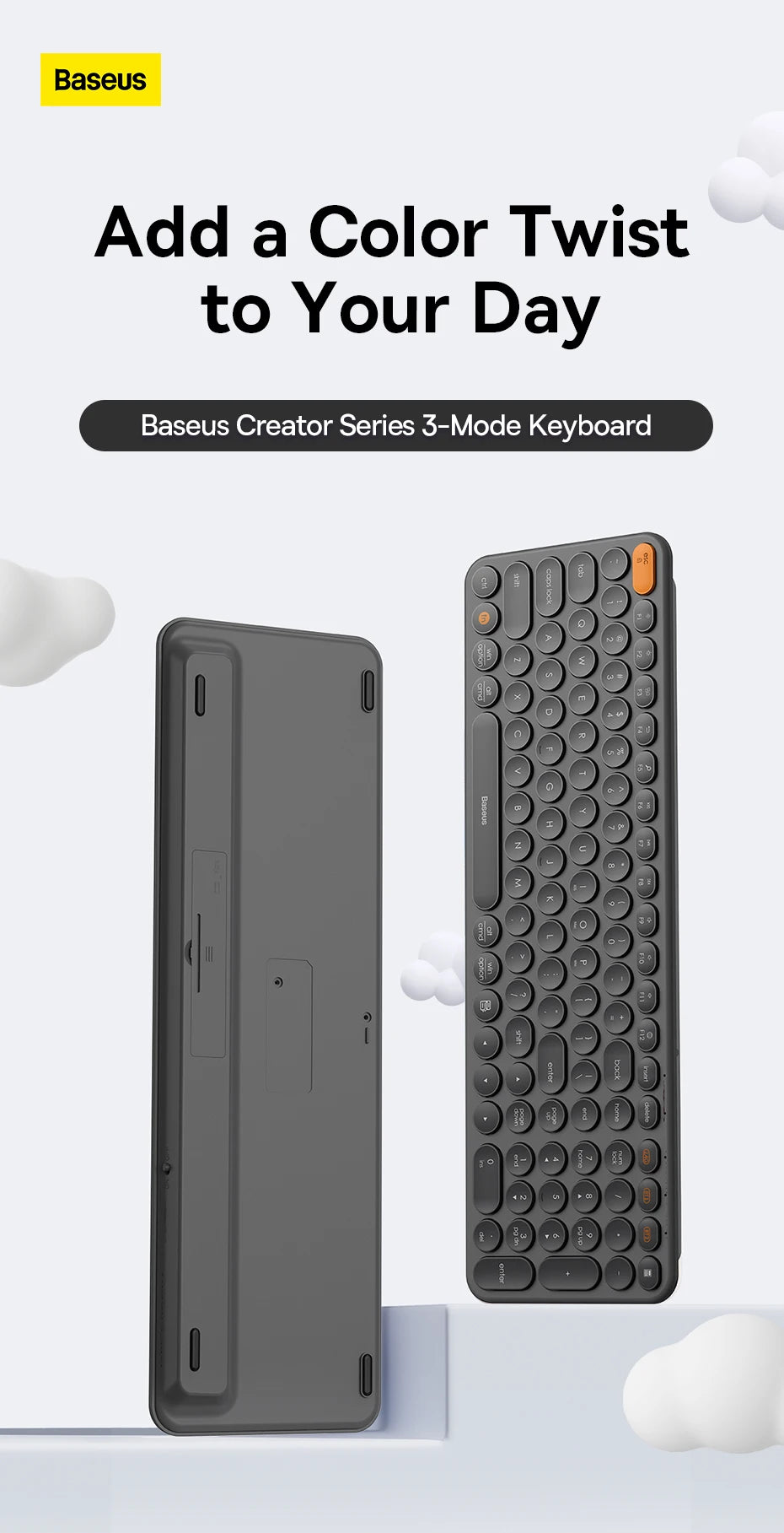 Baseus Wireless Bluetooth Mouse F01B | 3-Mode Connection (2.4G/BT5.0/BT3.0) | Ergonomic, Silent Click | for Laptop, Mac, PC