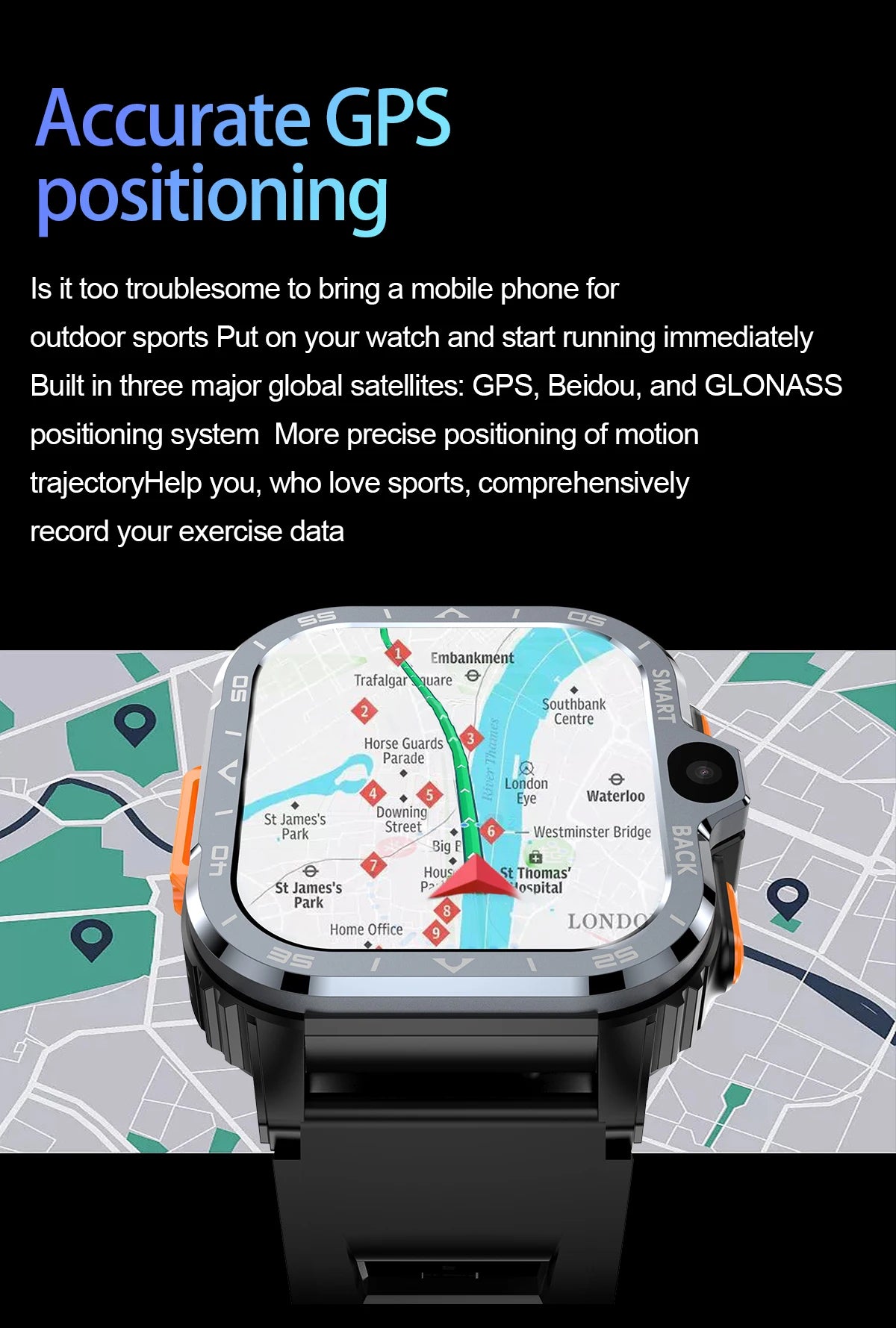 Valdus PGD 4G Android Smart Watch for Men – 64GB ROM, Dual HD Camera, NFC, WiFi, GPS, SIM Support, Fitness & Health Tracker