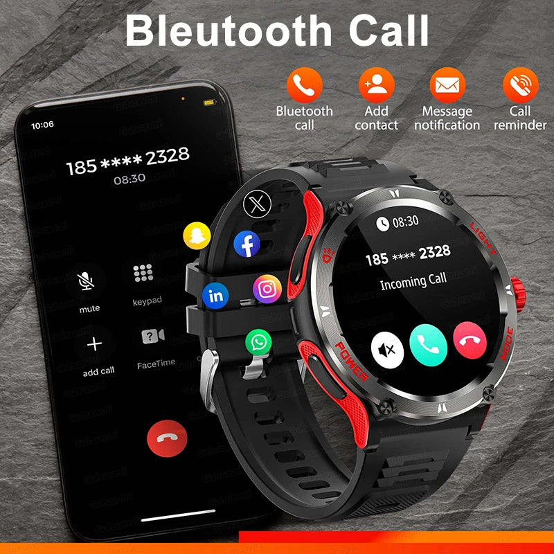 2024 New Outdoor Sport Smartwatch – GPS, Compass, LED Flashlight, 3ATM Waterproof, BT5.3 Call for Huawei & Xiaomi