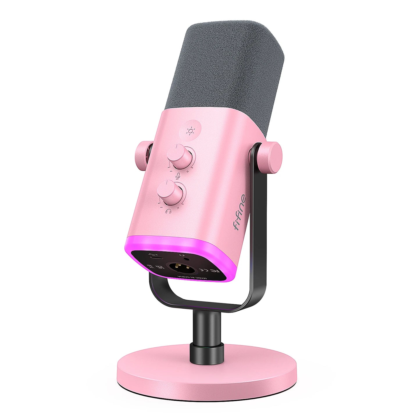 FIFINE AM8 USB/XLR Dynamic Gaming Microphone with RGB Lights, Touch Mute, Headphone Jack for Streaming, Podcast, PC, PS5, PS4 – Studio Quality Sound Mic
