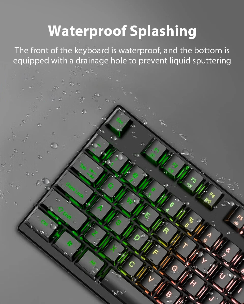 K500 Wired Office & Gaming Keyboard – 104 Keys, Multicolor Backlight, Mechanical Feel, USB for Windows & macOS