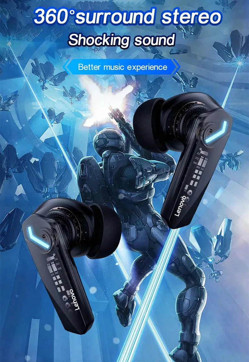 Lenovo GM2 Pro Bluetooth 5.3 Wireless Earphones – In-Ear Gaming & Music Headset with Low Latency, Waterproof Sports Design