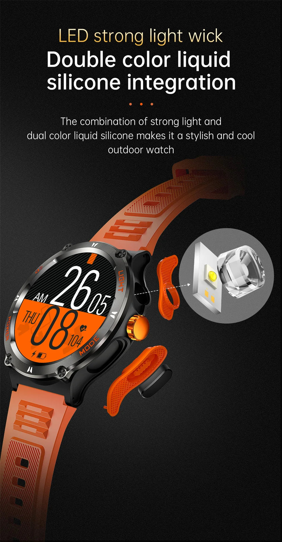 2024 New Outdoor Sport Smartwatch – GPS, Compass, LED Flashlight, 3ATM Waterproof, BT5.3 Call for Huawei & Xiaomi