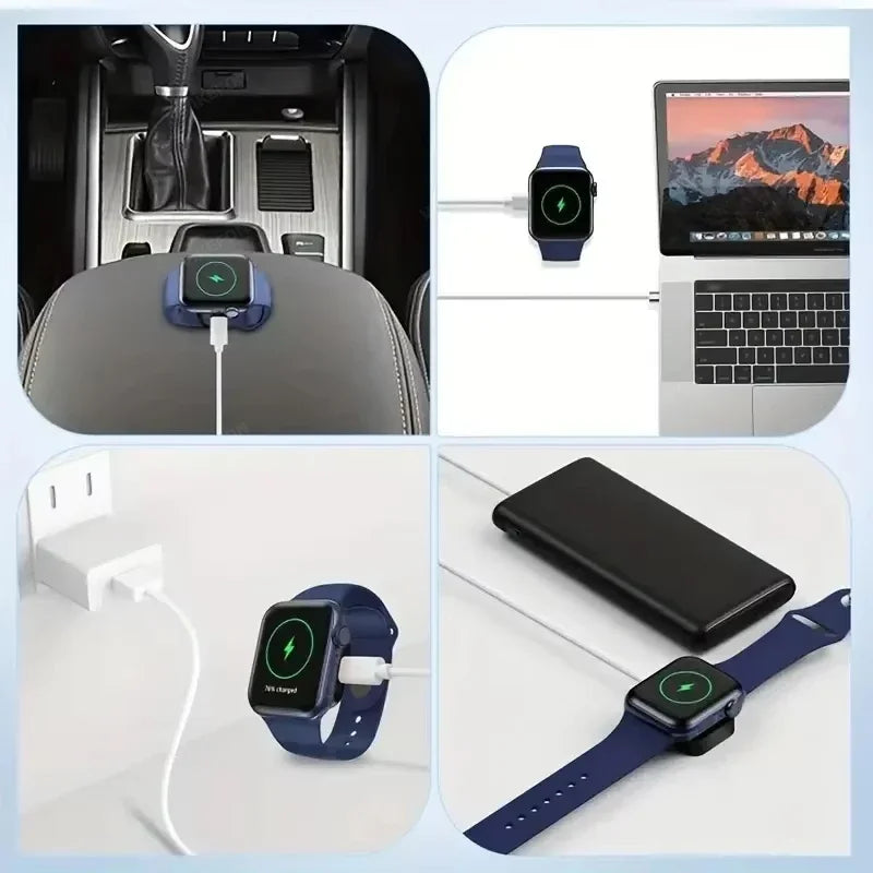 Portable Apple Watch Charger Type-C & Lightning | Wireless Magnetic Fast Charging Dock – Series Ultra 9 8 7 6 SE