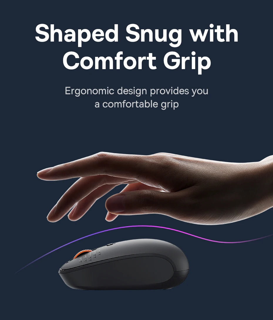 Baseus Wireless Bluetooth Mouse F01B | 3-Mode Connection (2.4G/BT5.0/BT3.0) | Ergonomic, Silent Click | for Laptop, Mac, PC