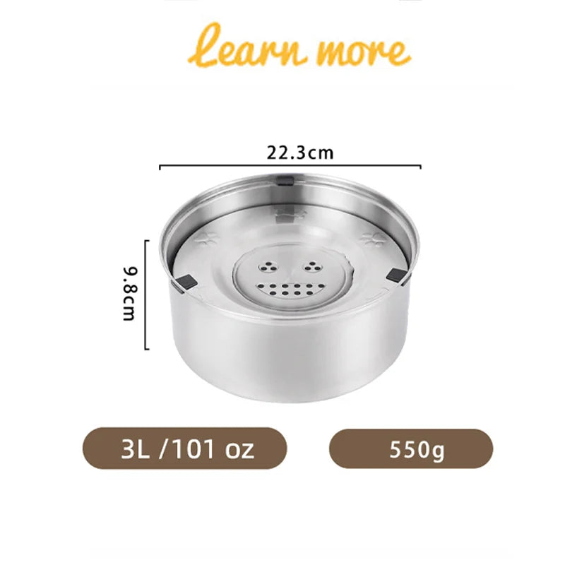 Big Capacity Stainless Steel Dog & Cat Water Bowl – No-Spill, Anti-Splash, Non-Slip Pet Feeder