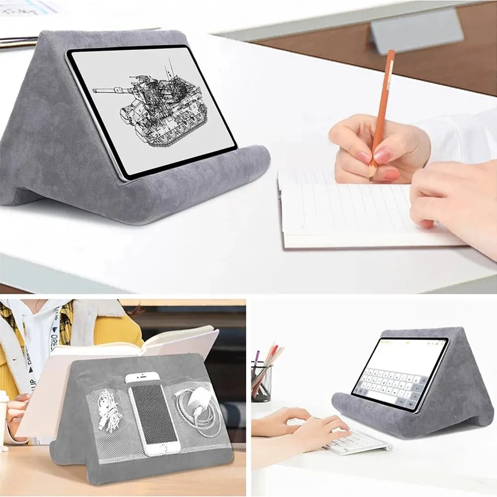 Xnyocn Tablet Pillow Stand | Soft Multi-Angle Sponge Holder for iPad, Samsung, Huawei, Kindle | Bed Sofa Book & Tablet Mount
