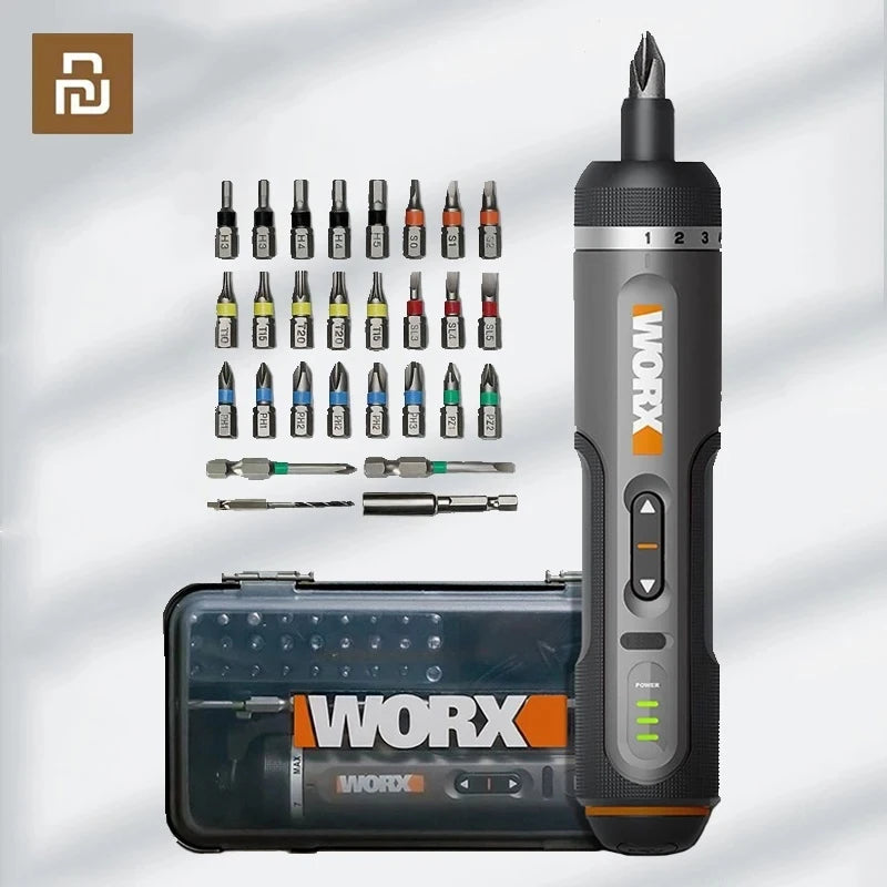 WORX WX242 Mini Electric Screwdriver Set – Smart Cordless Rechargeable Power Tool with 30 Bit Set