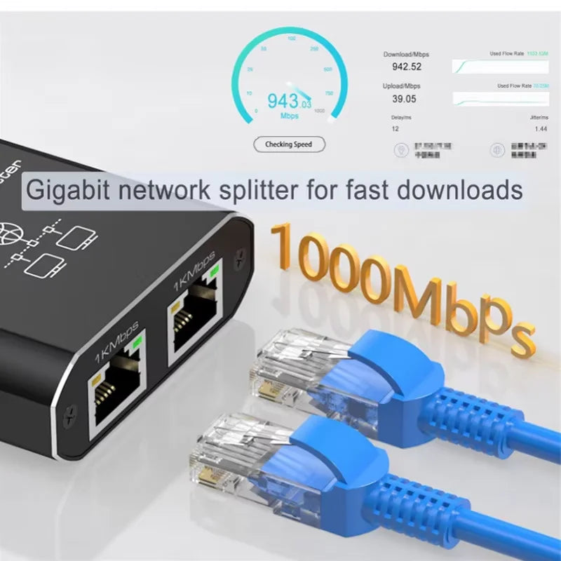 1000Mbps Ethernet Splitter – 1-in-4-Out RJ45 LAN Adapter Cat6 Gigabit Network Switch for PC, Laptop, TV Box & Router