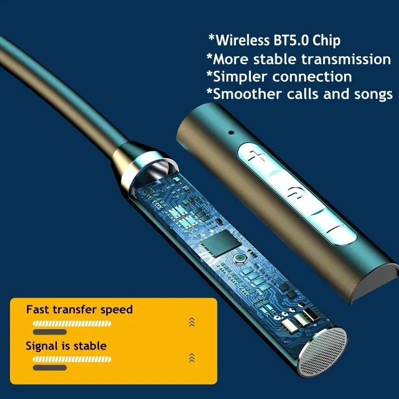 Wireless Neckband Bluetooth Earphones | HiFi 9D Stereo, Waterproof, Magnetic Earbuds | Sports Headset with Long Battery Life