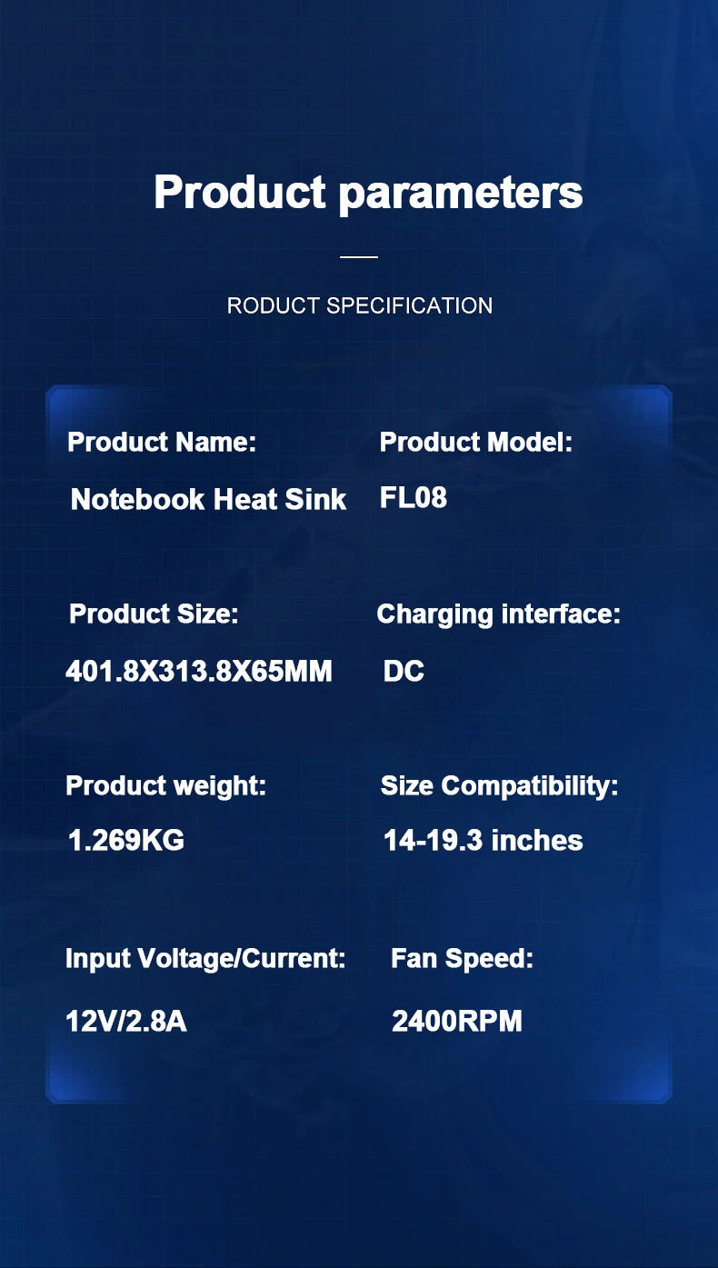 FL08 Laptop Cooling Pad – Adjustable Stand with Powerful Fan & Strong Wind Pressure for Gaming Laptops & Notebooks