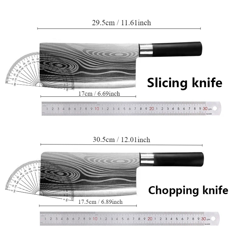 Laser Damascus Kitchen Knife & Scissors Set – Stainless Steel Sharp Chef Knives with Sharpening Rod for Cooking