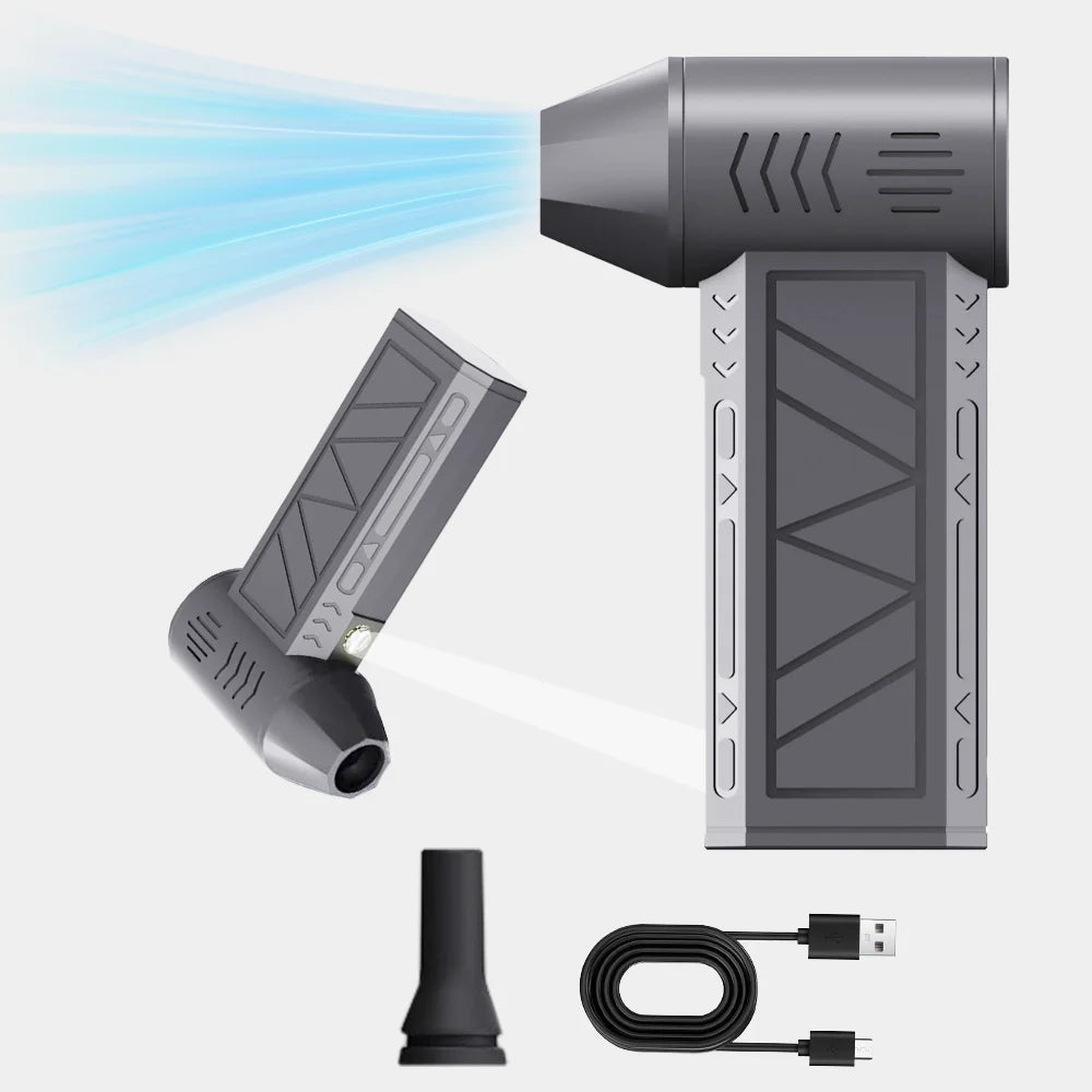 130000RPM Mini Turbo Jet Fan – Rechargeable Electric Air Duster with Adjustable Wind Speed & LED Light for Car Cleaning