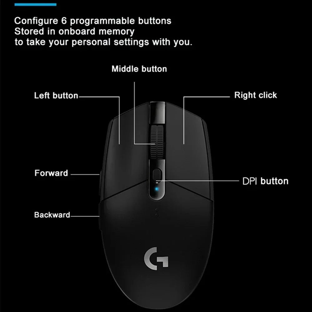 Logitech G304 / G305 / G102 Wireless Gaming Mouse | HERO Sensor 12000DPI | LIGHTSPEED 2.4G | 6 Programmable Buttons | For FPS & MOBA Games