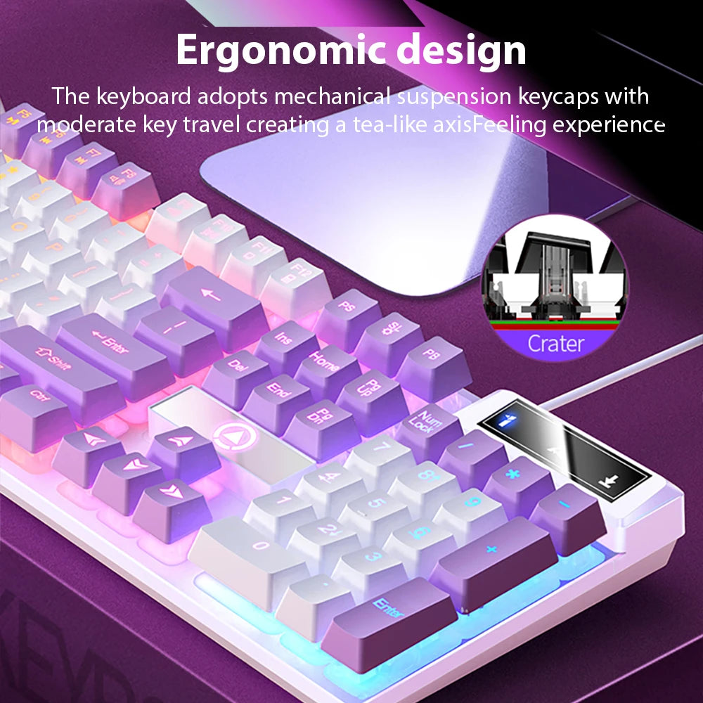 K500 Wired Office & Gaming Keyboard – 104 Keys, Multicolor Backlight, Mechanical Feel, USB for Windows & macOS