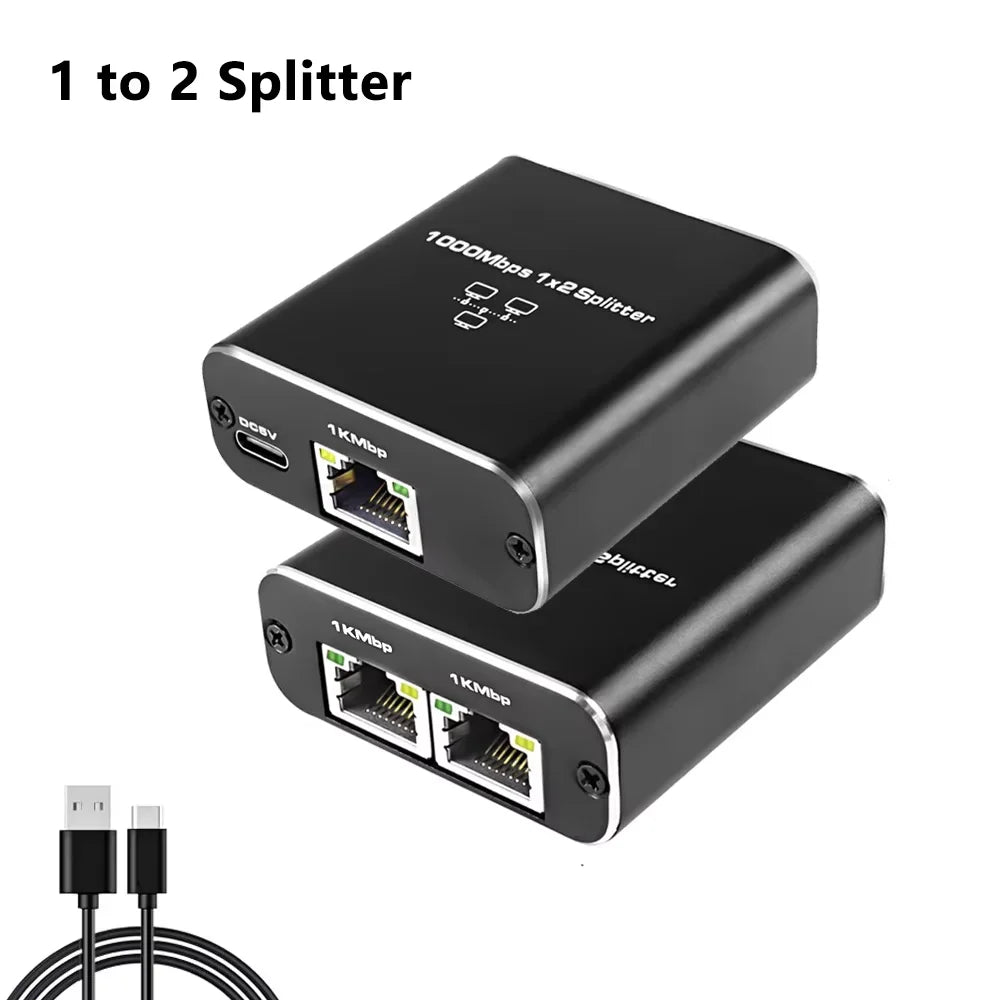 1000Mbps Ethernet Splitter – 1-in-4-Out RJ45 LAN Adapter Cat6 Gigabit Network Switch for PC, Laptop, TV Box & Router