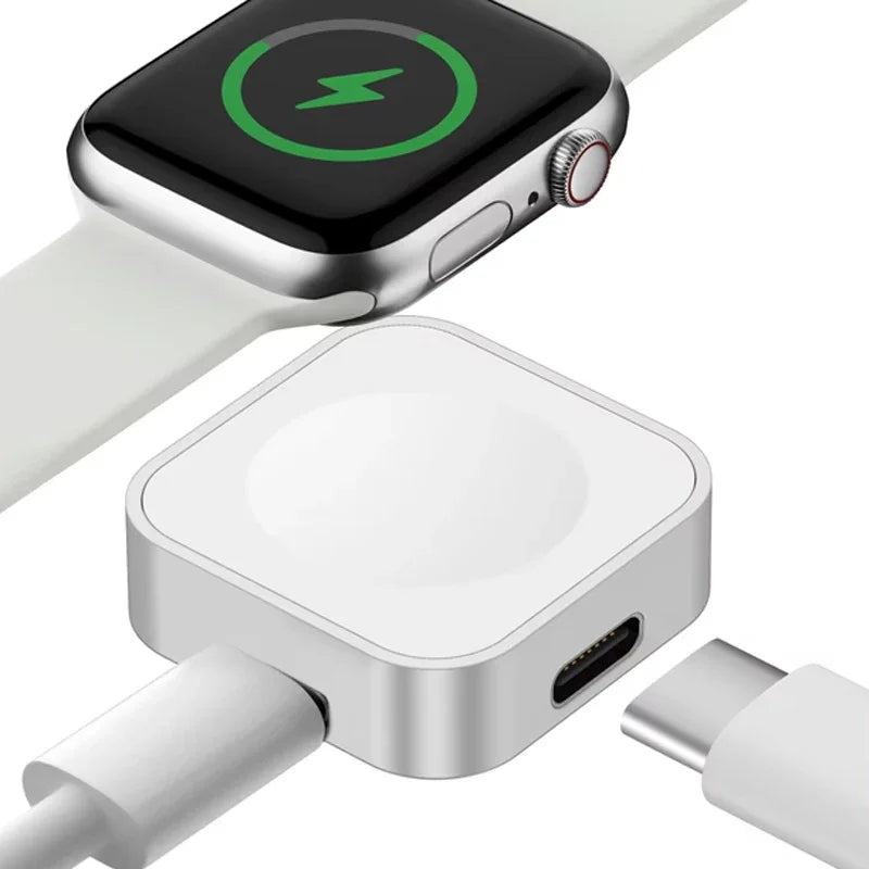 Portable Apple Watch Charger Type-C & Lightning | Wireless Magnetic Fast Charging Dock – Series Ultra 9 8 7 6 SE