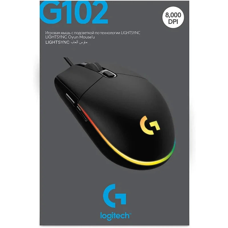 Logitech G102 USB Wired Gaming Mouse | 8000 DPI, RGB Lighting, 5 Buttons | Optical Mouse for PC, Mac, Laptop & Esports