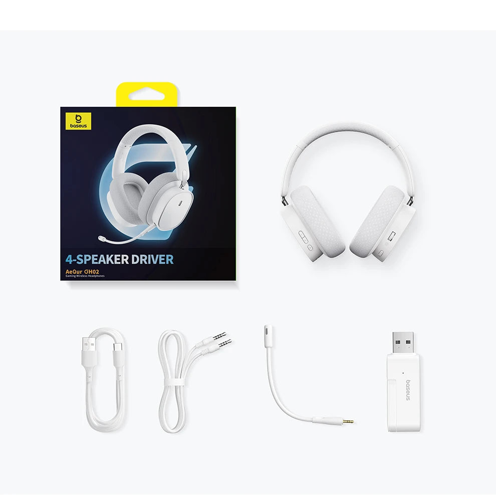 Baseus GH02 Wireless Gaming Headphones with Mic | Bluetooth 5.3, 40mm Drivers, RGB, 2.4G/Wired/BT – 40H Battery, Over-Ear Headset
