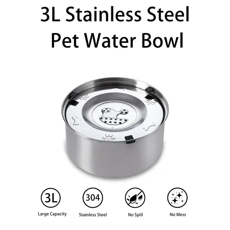 Big Capacity Stainless Steel Dog & Cat Water Bowl – No-Spill, Anti-Splash, Non-Slip Pet Feeder