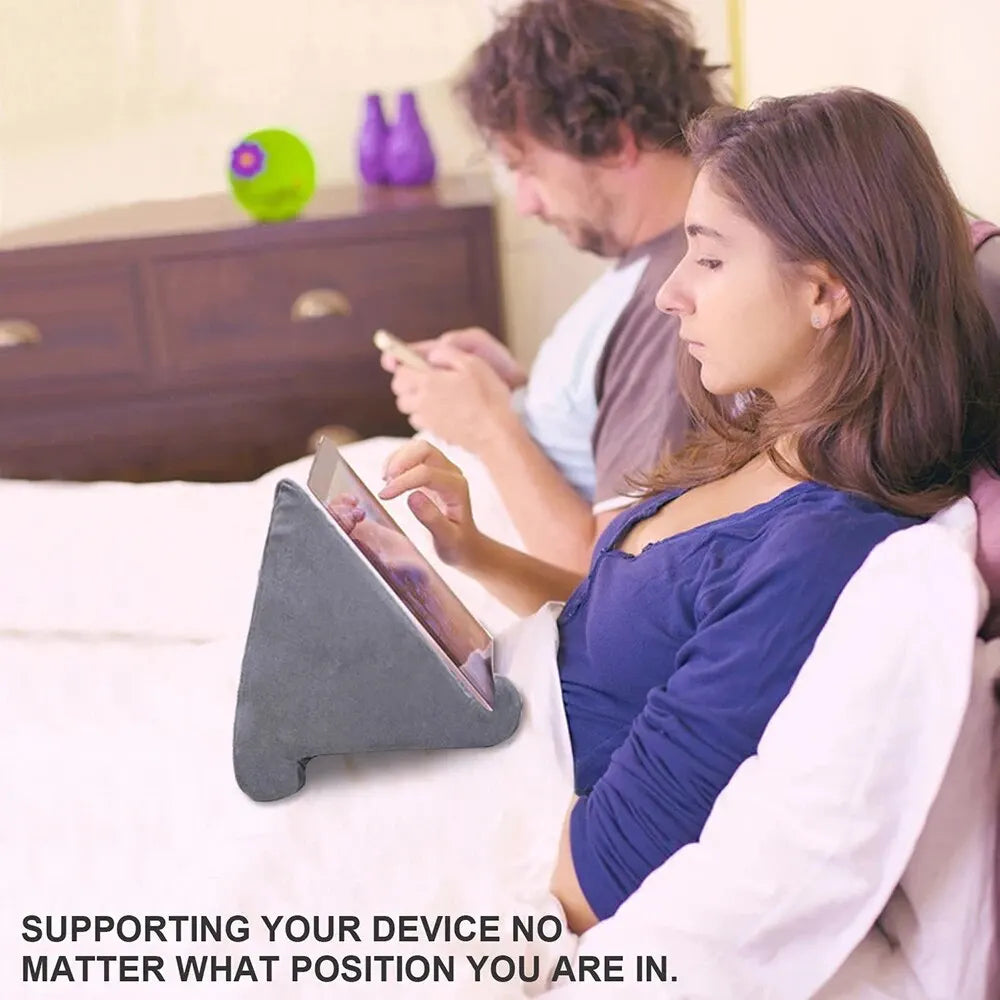 Xnyocn Tablet Pillow Stand | Soft Multi-Angle Sponge Holder for iPad, Samsung, Huawei, Kindle | Bed Sofa Book & Tablet Mount