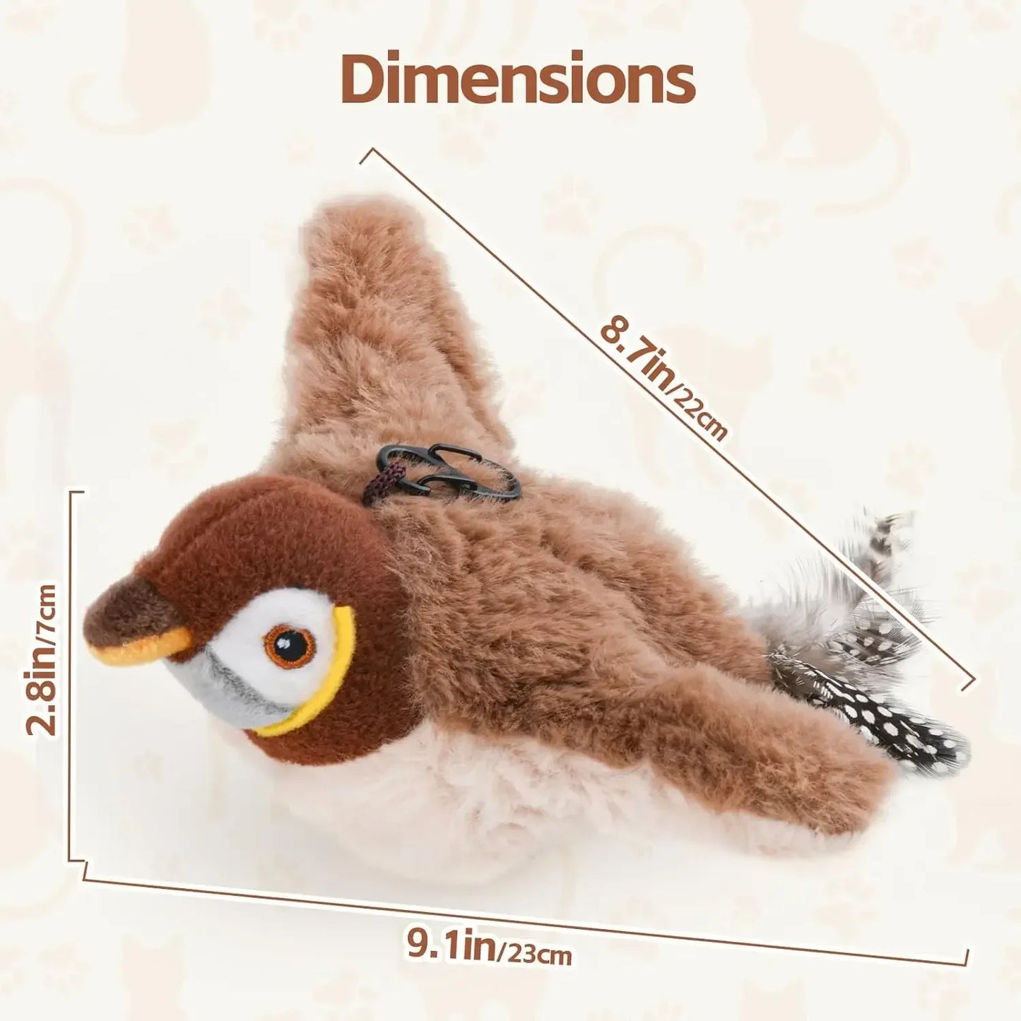 Interactive Cat Toy – Rechargeable Chirping Flapping Bird with Catnip | Touch-Activated Plush Toy for Indoor Cats