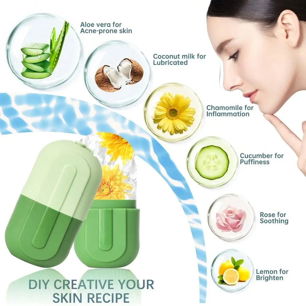 Silicone Ice Roller for Face – Reusable Facial Massager for Skin Care, Lifting, Contouring & Beauty Treatment
