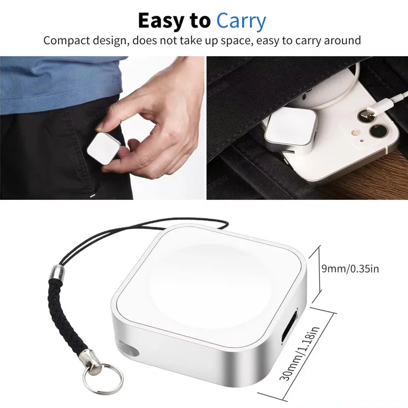 Portable Apple Watch Charger Type-C & Lightning | Wireless Magnetic Fast Charging Dock – Series Ultra 9 8 7 6 SE