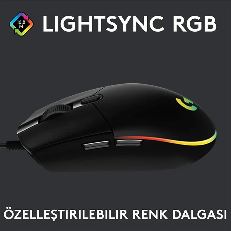 Logitech G102 USB Wired Gaming Mouse | 8000 DPI, RGB Lighting, 5 Buttons | Optical Mouse for PC, Mac, Laptop & Esports