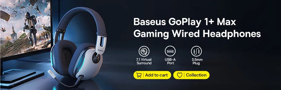 Baseus GH02 Wireless Gaming Headphones with Mic | Bluetooth 5.3, 40mm Drivers, RGB, 2.4G/Wired/BT – 40H Battery, Over-Ear Headset
