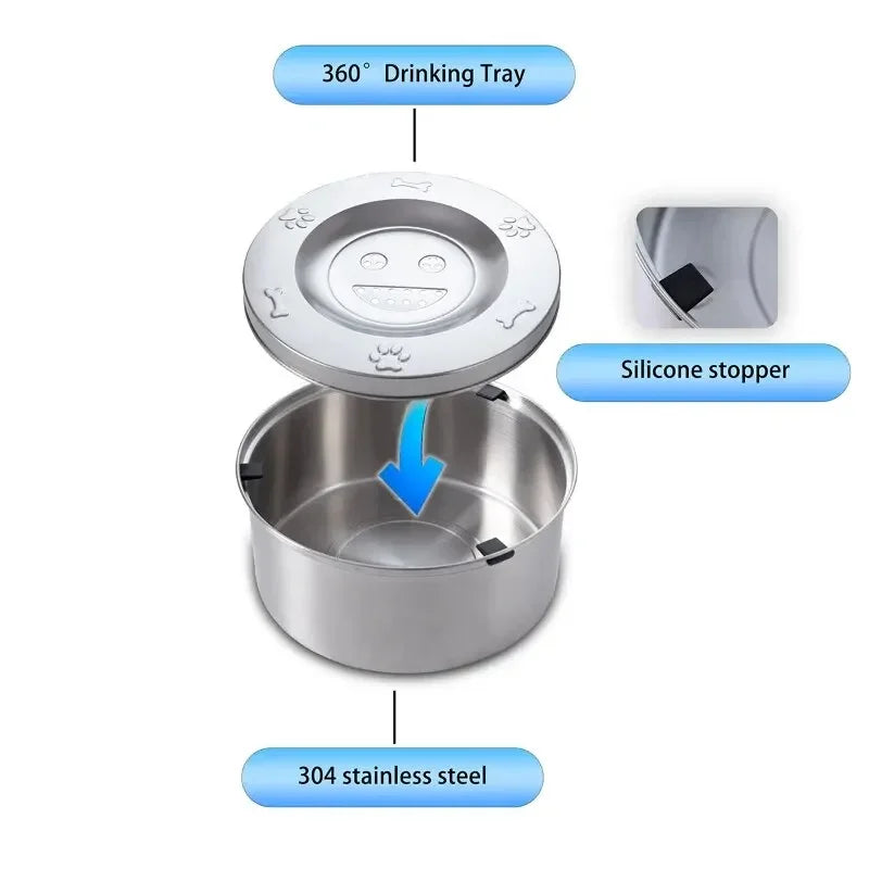 Big Capacity Stainless Steel Dog & Cat Water Bowl – No-Spill, Anti-Splash, Non-Slip Pet Feeder