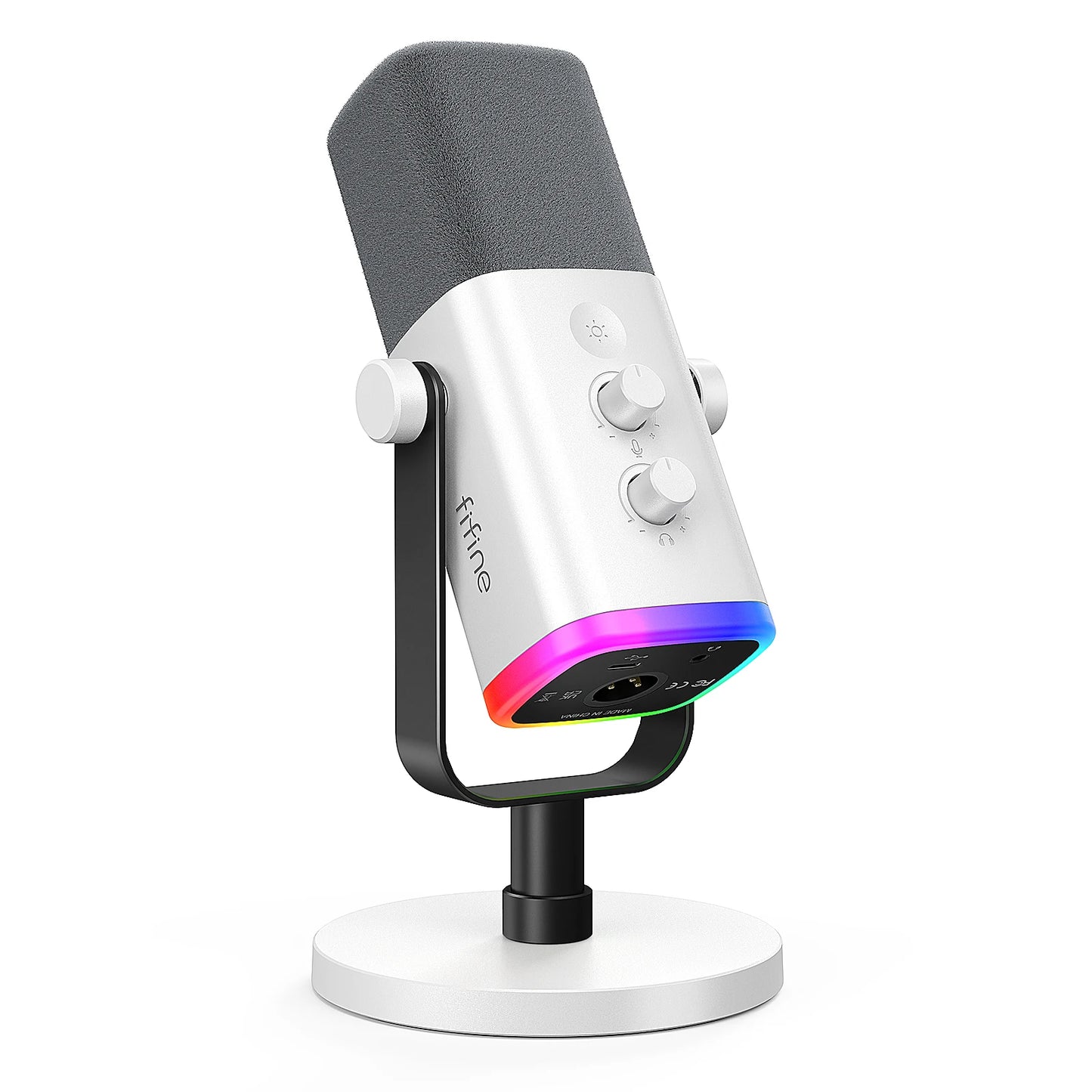 FIFINE AM8 USB/XLR Dynamic Gaming Microphone with RGB Lights, Touch Mute, Headphone Jack for Streaming, Podcast, PC, PS5, PS4 – Studio Quality Sound Mic
