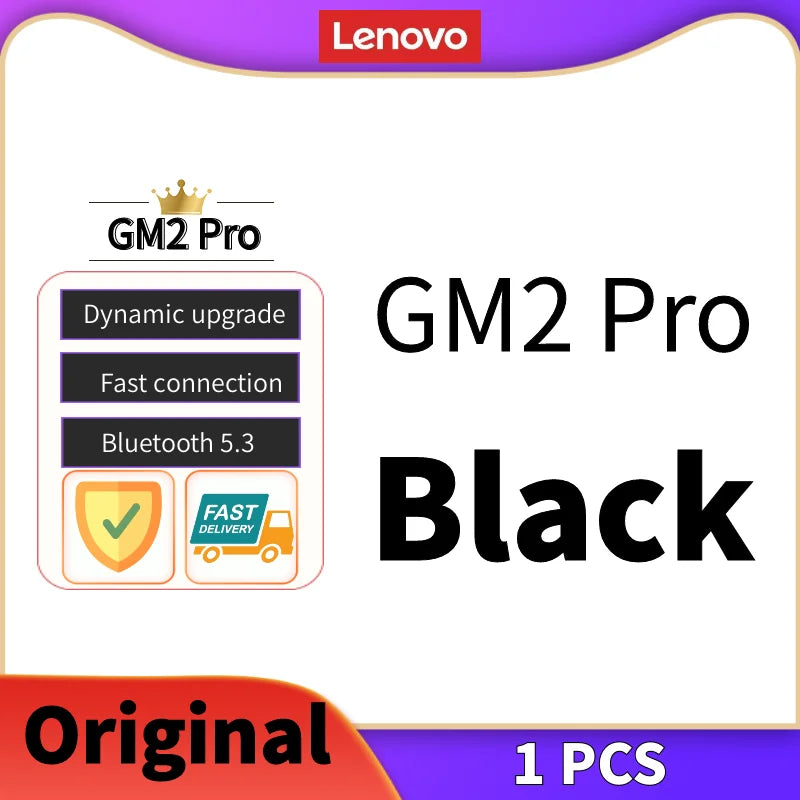 Lenovo GM2 Pro Bluetooth 5.3 Wireless Earphones – In-Ear Gaming & Music Headset with Low Latency, Waterproof Sports Design