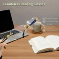 Frameless Reading Glasses with Clear Lenses, Diamond-Cut Edges & Fashion Metal Temple Decor, HD Vision for Reading, Computer Gaming, and Street Style, Unisex Women/Men Daily Springstatements