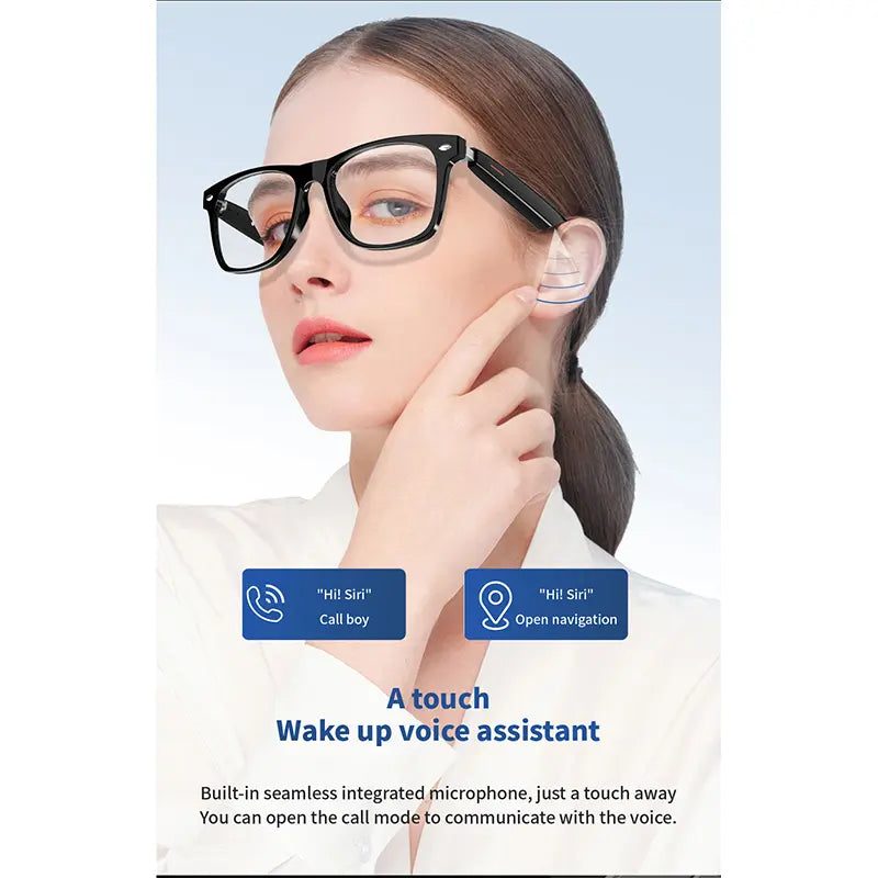 E13 Smart Glasses UV Protection Anti-Blue Light , Bluetooth Glasses Compatible for Men & Women , Black Multifunctional Wireless Sunglass , Wearable Digital Electronic Gadgets